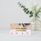 ストライプ蝶 |化粧パレットとブラシ 名刺 (スタンド正面)