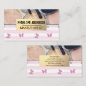 ストライプ蝶 |化粧パレットとブラシ 名刺 (正面/裏面)