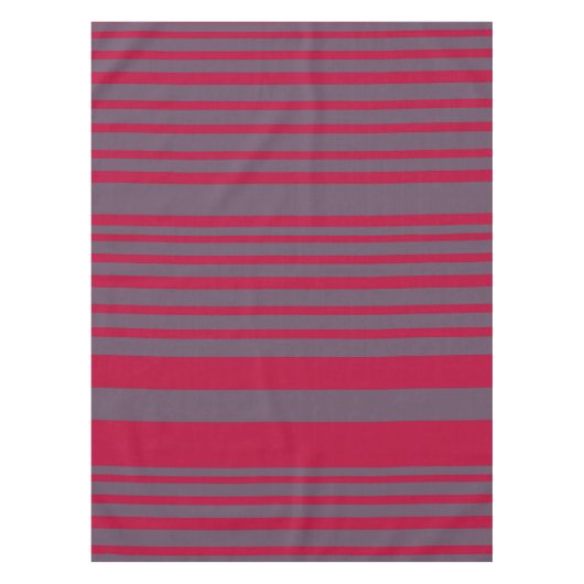 ストライプ赤灰色 テーブルクロス (正面)