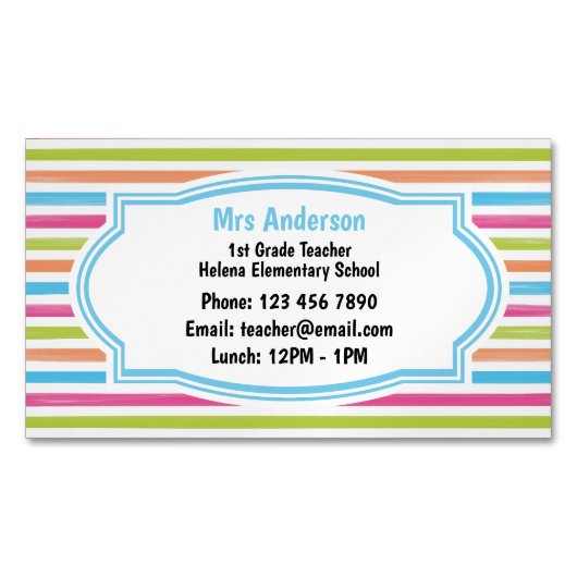 ストライプ連絡先生 マグネット名刺 (正面)