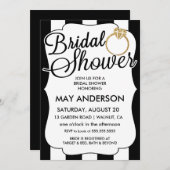 ストライプ金ゴールドグリッターリングや輪ブライダルシャワー招待 招待状 (正面/裏面)