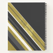 ストライプ金ゴールドグレー、チャコールグレーのクリーム ノートブック (裏面)