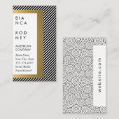 ストライプ金ゴールド金属層 名刺 (正面/裏面)