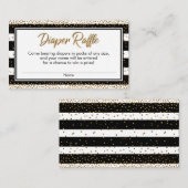 ストライプ金ゴールド&紙吹雪おむつラッフルチケットカード エンクロージャーカード (正面/裏面)