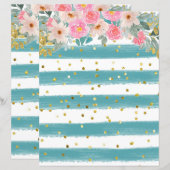 ストライプ金ゴールド/紙吹雪スクラップブック紙 (正面/裏面)