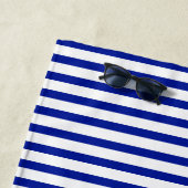 ストライプ青の白いパタモダンーン ビーチタオル (インサイチュ)
