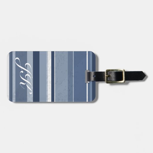 ストライプ青 ラゲッジタグ (正面横)