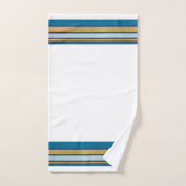 ストライプ青、灰色、白バスタオルセットの金ゴールド バスタオルセット (ハンドタオル)