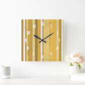 ストライプ黄 スクエア壁時計 (ホーム)