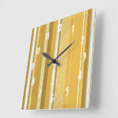 ストライプ黄 スクエア壁時計 (傾斜)