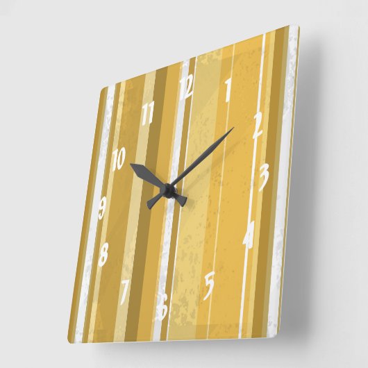ストライプ黄 スクエア壁時計 (傾斜)