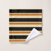 ストライプ黒とタン バスタオルセット (ウォッシュタオル)