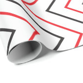 ストライプ黒の赤い山形の垂直ストライプパターン ラッピングペーパー (ロールコーナー)