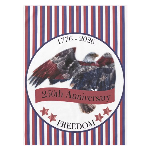 ストライプ250周年記念イーグルアメリカ独立記念日 テーブルクロス (正面)