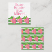 ストライプ&いちごギフトエンクロージャカード ノートカード (正面/裏面)