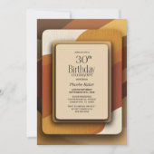 ストライプ アース トーン 30歳の誕生日パーティー 招待状 (正面)