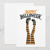 ストライプ ウィッチ レッグ タイツ 靴下 ハッピー ハロウィン シーズンカード (正面/裏面)