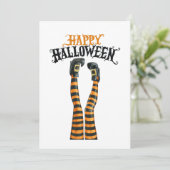 ストライプ ウィッチ レッグ タイツ 靴下 ハッピー ハロウィン シーズンカード (スタンド正面)