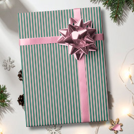 ストライプ エメラルドグリーン ローズゴールド クリスマス ホリデー  ラッピングペーパー