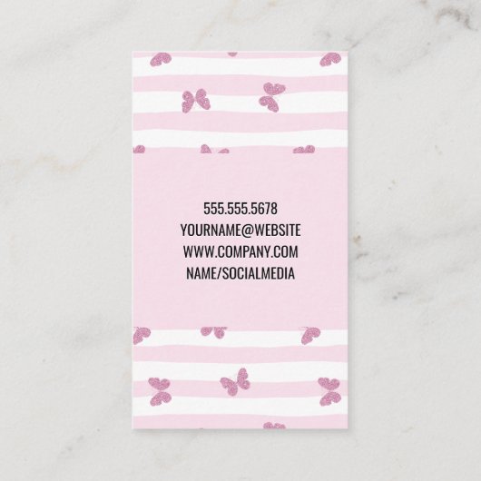 ストライプ |グリッター蝶 |マニキュアのツール 名刺 (裏面)