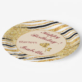 ストライプ ゴールド グリッター ブラック ボヘミアンポップコレクション ペーパープレート (アングル)