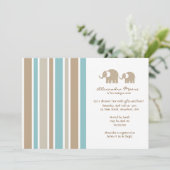 ストライプ & ゾウのベビーシャワー招待状 招待状 (スタンド正面)