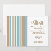 ストライプ & ゾウのベビーシャワー招待状 招待状 (正面/裏面)