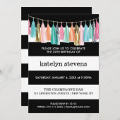 ストライプ タッセル ガーランド 誕生日パーティー 招待状 (正面/裏面)