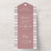 ストライプ ハート アースカラー ウェディング オールインワン 招待状 (内側)