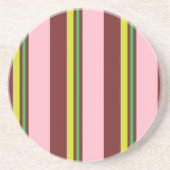 ストライプ/ピンクブルゴーニュイエロー&ライムグリーン コースター (正面)