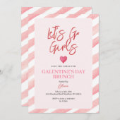 ストライプ ピンク ガレンティンの日 ディナー バレンタイン 招待状 (正面/裏面)