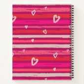 ストライプ ピンク 白 ハート オーダーメイド ノートブック (裏面)