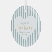 ストライプ ベイビーのファースト クリスマス 誕生統計 ハート ガラスオーナメント (正面左)