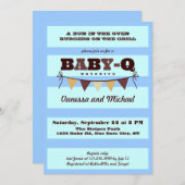 ストライプ&ペナントベビーQ招待状 招待状 (正面/裏面)