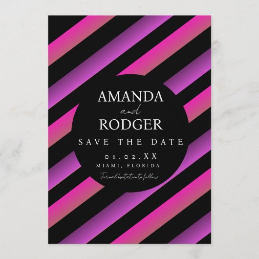 ストライプ ボールド セーブ・ザ・デート 招待状 (正面)