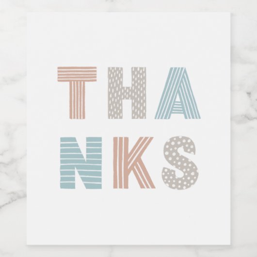 ストライプ & ポルカドット 感謝 タイポグラフィーパーティー ワインラベル (シングルラベル)