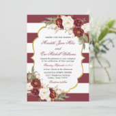 ストライプ マルサラ フラワーの結婚式招待状 招待状 (スタンド正面)