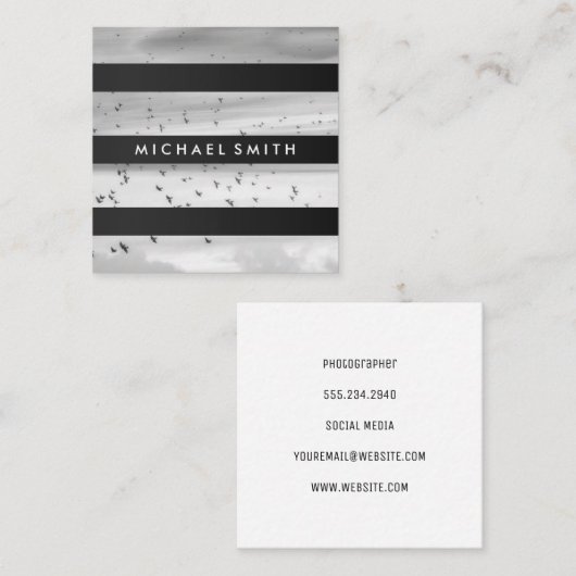 ストライプ |モダン | |写真家 スクエア名刺 (正面/裏面)