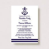 ストライプ&モノグラムアンカー Nautical バチェラーパーティー 招待状