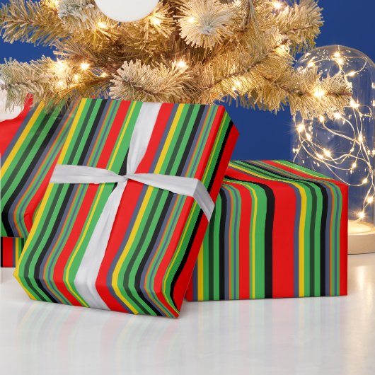ストライプ ラッピングペーパー (クリスマス)