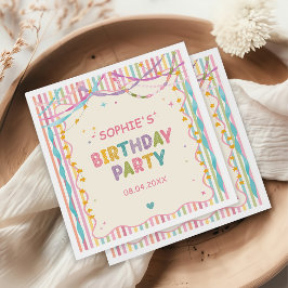 ストライプ リボン 魔法のカラフル 誕生日 スタンダードカクテルナプキン