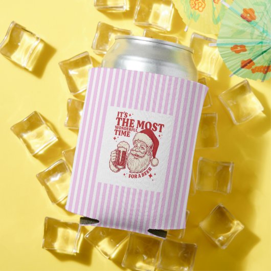 ストライプ レトロサンタ ビール最高のクリスマス 缶クーラー (インサイチュ 夏)