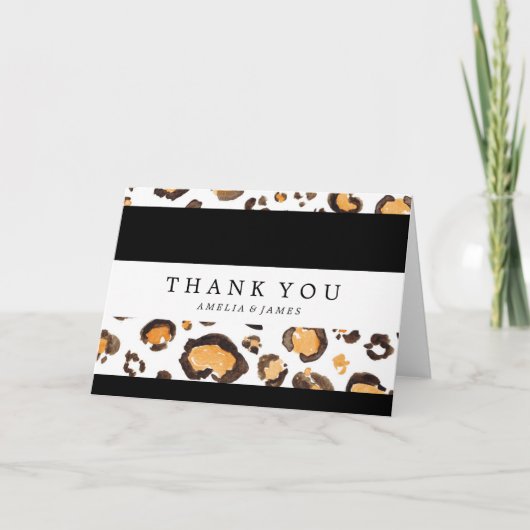 ストライプ & 水彩レオパードスポット | ありがとう サンキューカード (正面)