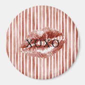 ストライプ 赤い唇 キス XOXO マグネット (正面)