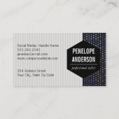 ストライプ |金ゴールドSpeckドット 名刺 (裏面)