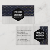 ストライプ |金ゴールドSpeckドット 名刺 (正面/裏面)