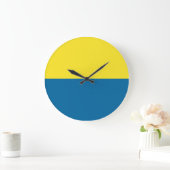 ストライプ |青と黄 |カスタマイズ可能 ラージ壁時計 (ホーム)