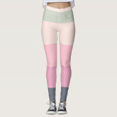 ストライプ、5色グレーピンクグリーン、モノグラカスタムム レギンス (正面)