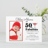 ストライプ 50 & ファブールス 50歳の誕生日パーソナライズ招待状 招待状 (スタンド正面)