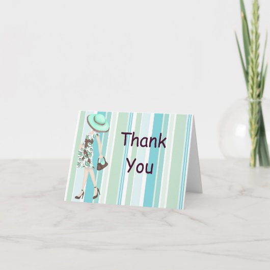 ストライプBaby Shower Thank You Notecard (CA) サンキューカード (正面)